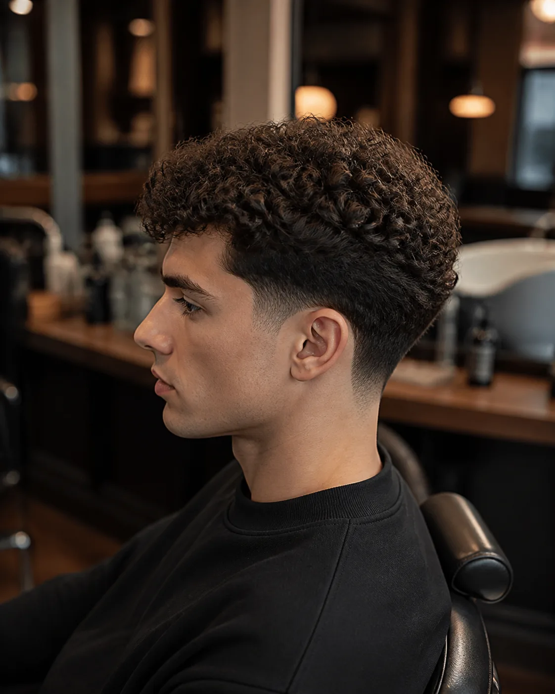 Curly taper haircut