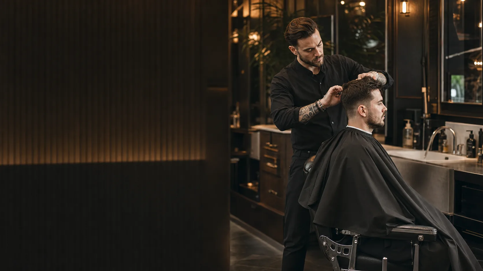 Barber at work in the Northline chair